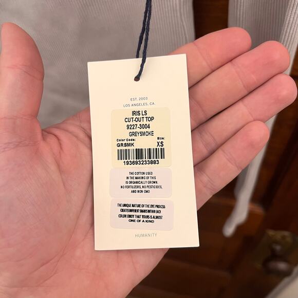 Citizens of Humanity sz XS Iris Long Sleeve Cut Out Top Greysmoke NWT Grey $130 - Picture 6 of 16